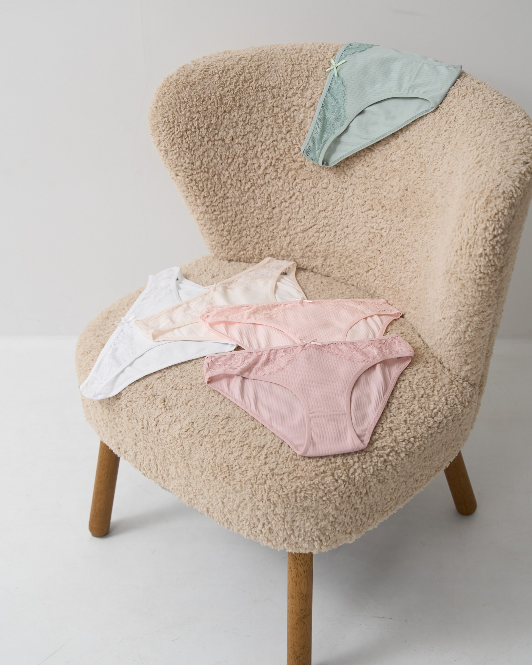 Трусики с кружевом в рубчик - пастельный микс - Ozkan