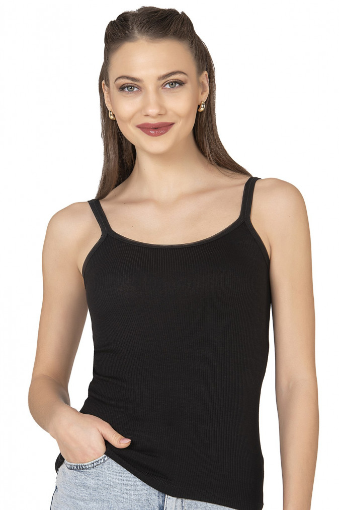 Жіноча майка в рубчик тонка бретель - Ozkan - віскоза