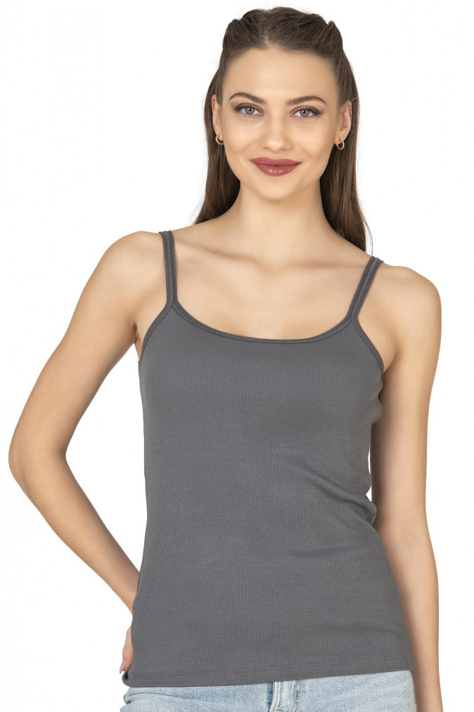 Жіноча майка в рубчик тонка бретель - Ozkan - віскоза