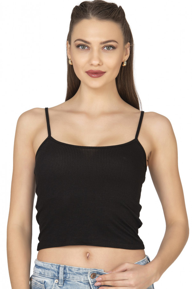 Жіноча майка вкорочена віскоза - в рубчик Ozkan