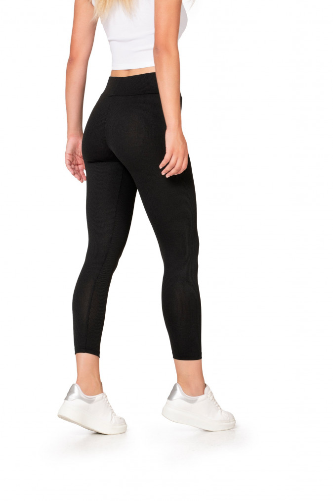 Лосини жіночі - в рубчик - Чорні - M-2Xl