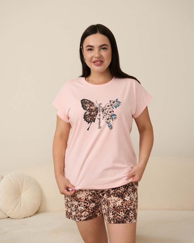 Комплект футболка и шорты - Plus size - Бабочка
