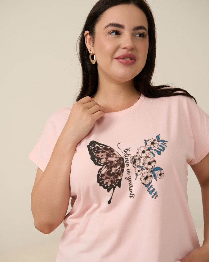 Комплект футболка и шорты - Plus size - Бабочка