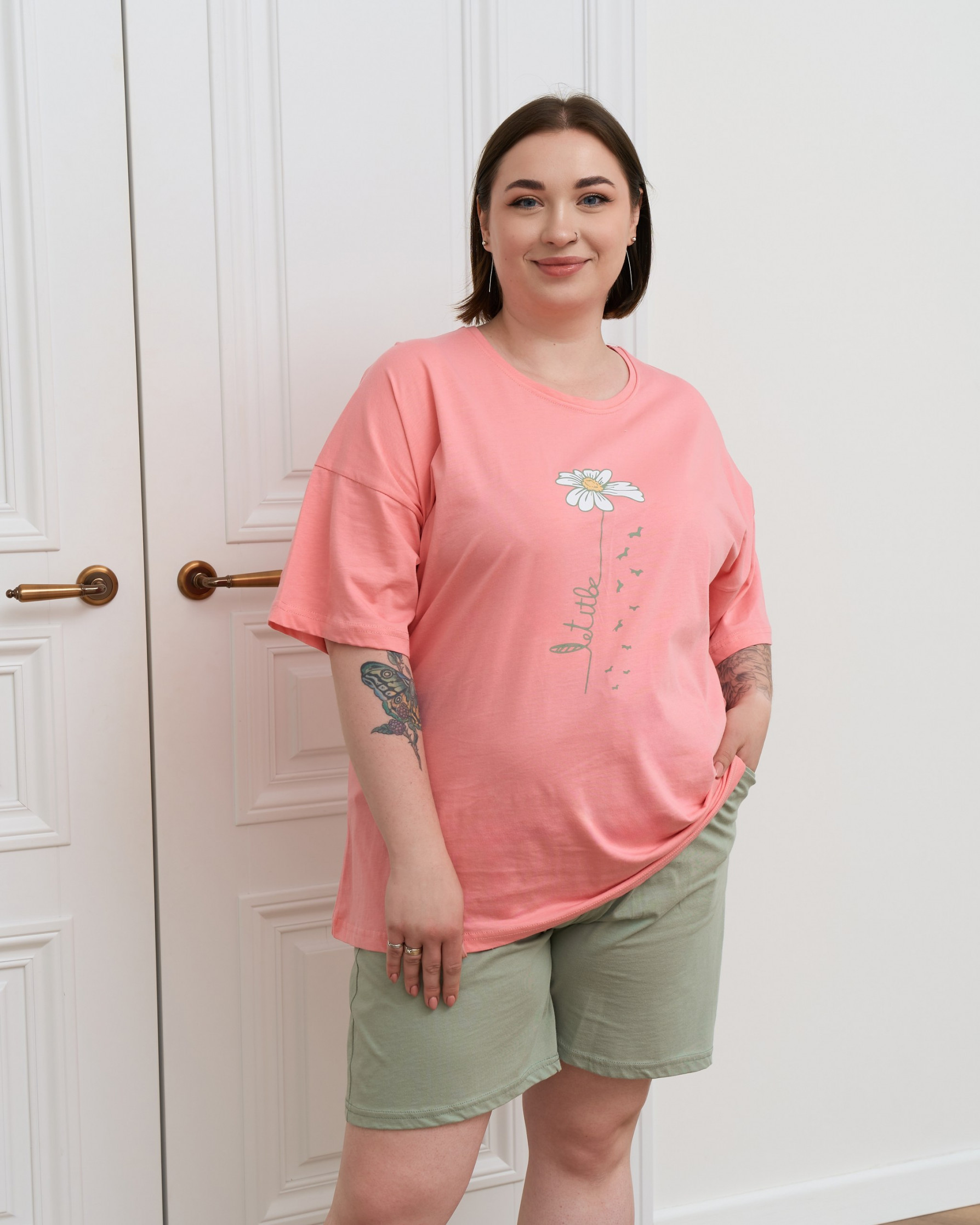 Комплект футболка і шорти - Plus size - Ромашка