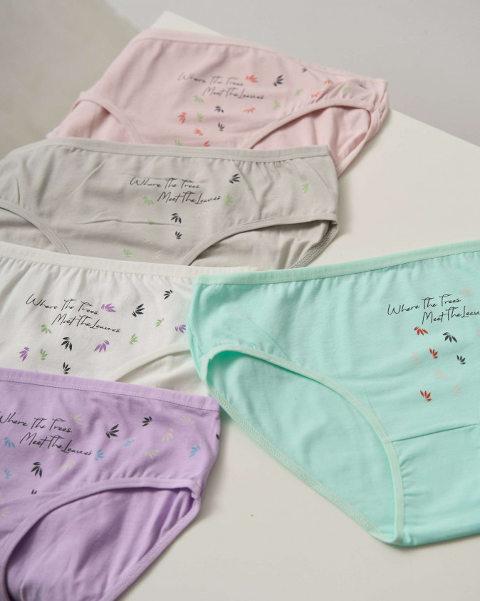 Жіночі трусики Plus Size пастельні з листочками