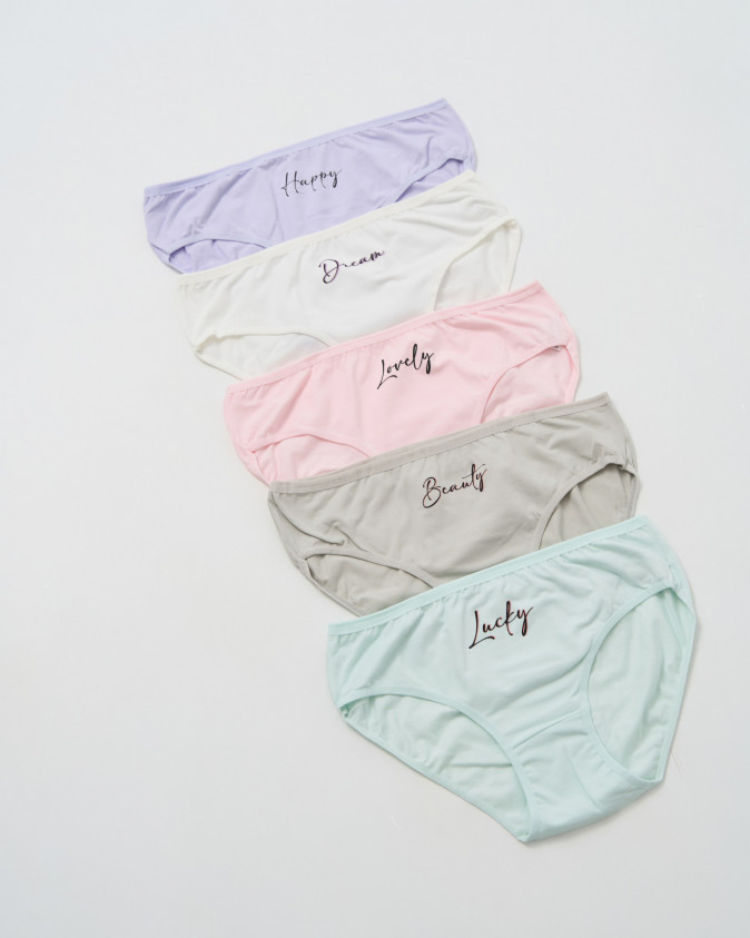Жіночі трусики Plus Size з написом - пастельний мікс