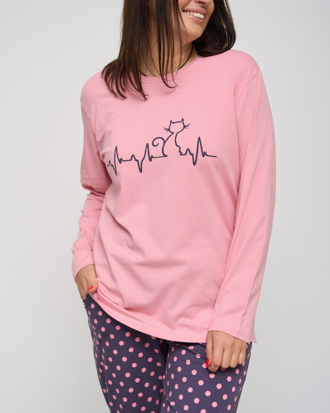 Комплект жіночий Plus Size зі штанами в горошок - Пульс