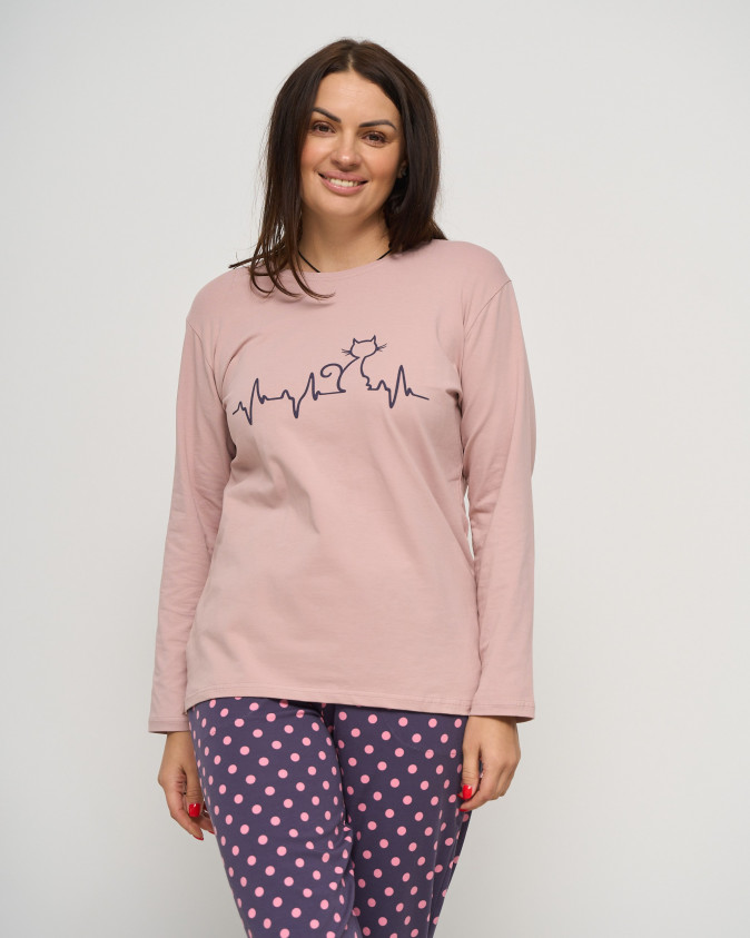 Комплект жіночий Plus Size зі штанами в горошок - Пульс