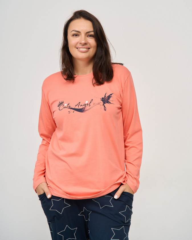 Комплект жіночий Plus Size зі штанами в зірочки - Cute Angel