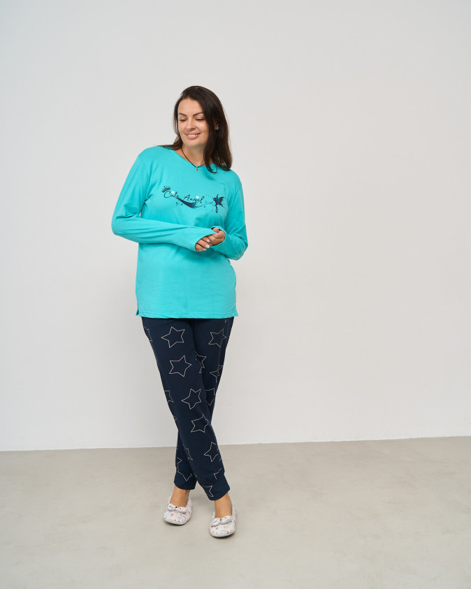 Комплект жіночий Plus Size зі штанами в зірочки - Cute Angel
