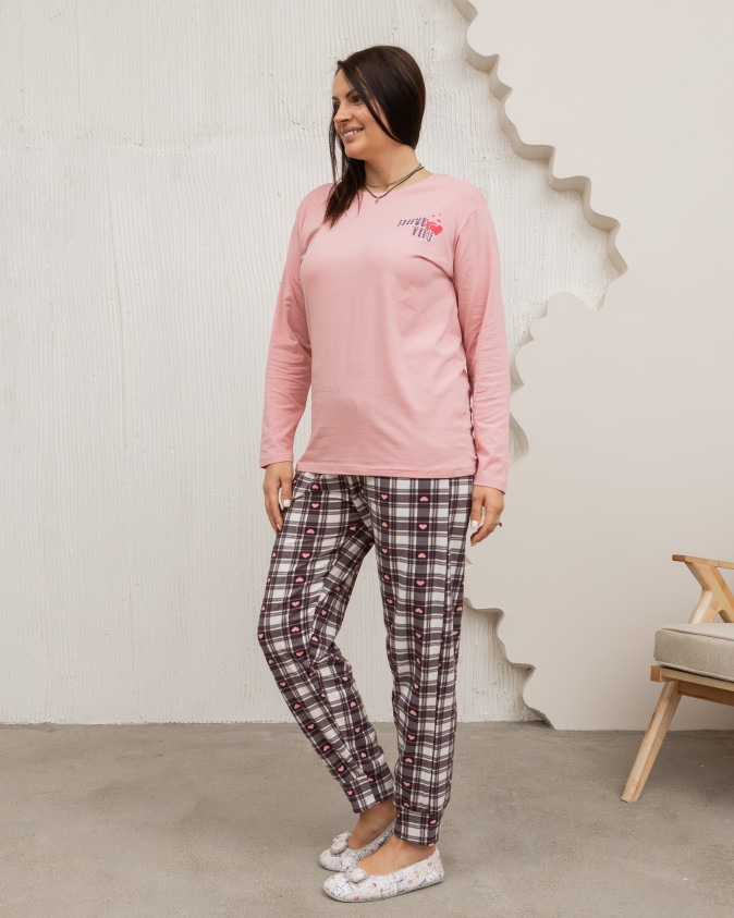 Комплект женский Plus Size со штанами в сердечки