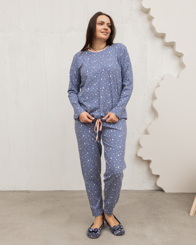Комплект женский Plus Size кофта на завязках - звёздное небо
