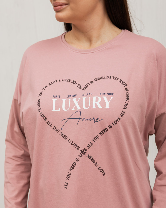 Пижама женская Plus Size со штанами в клетку - Luxury