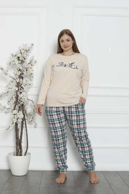 Комплект жіночий Plus Size зі штанами у клітинку - Smile