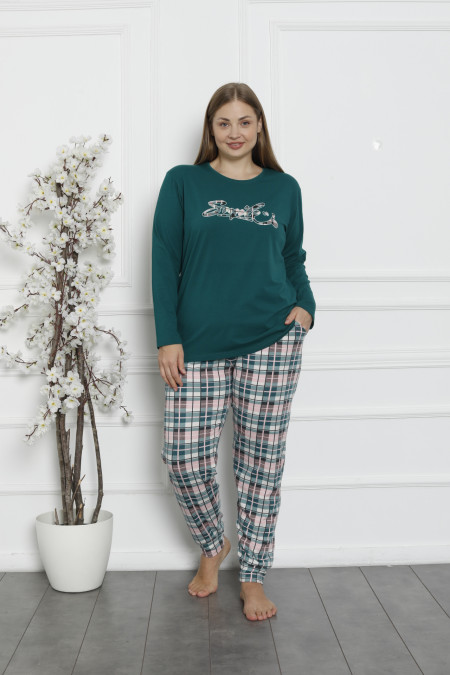 Комплект жіночий Plus Size зі штанами у клітинку - Smile