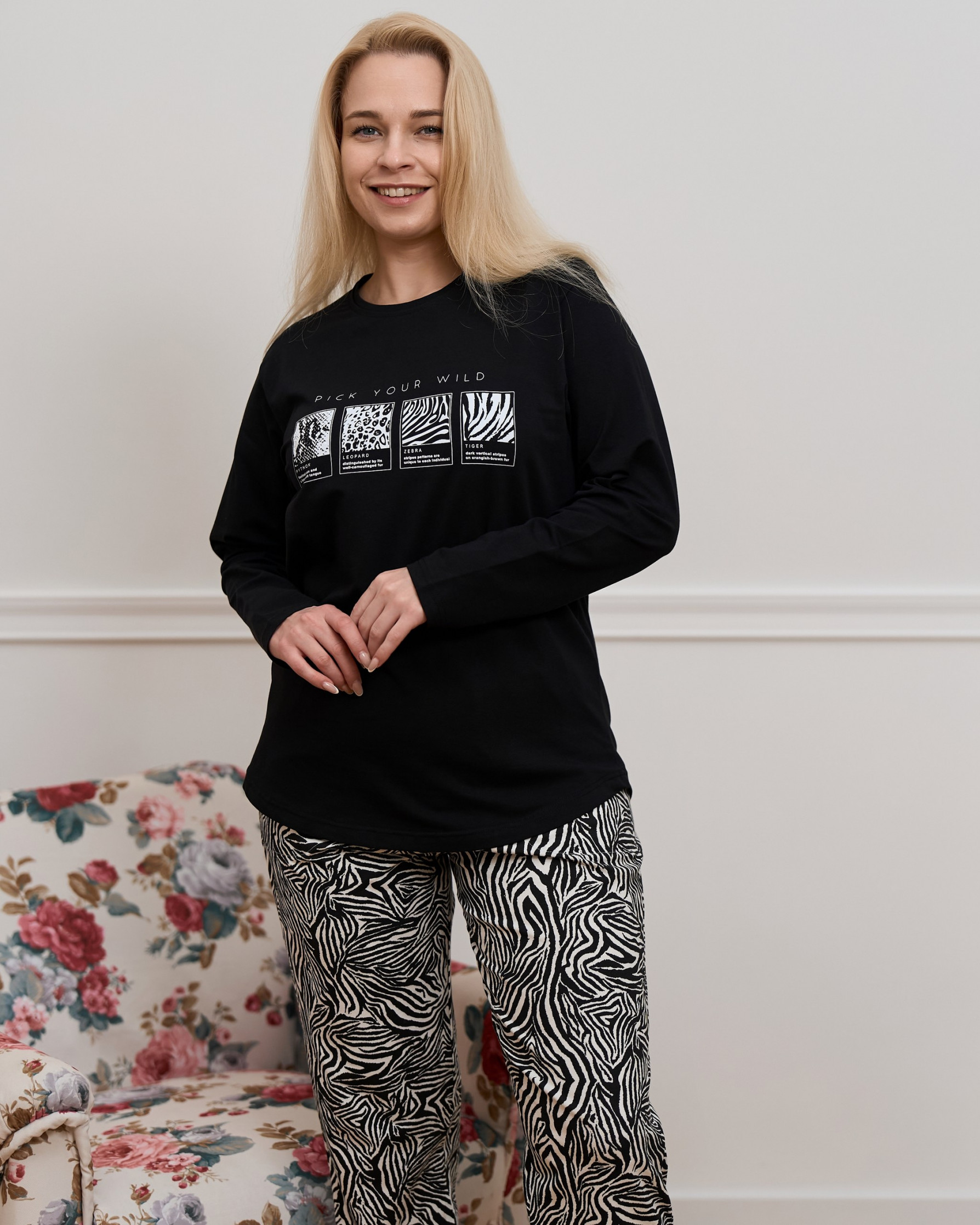 Комплект жіночий Plus Size зі штанами - Зебра