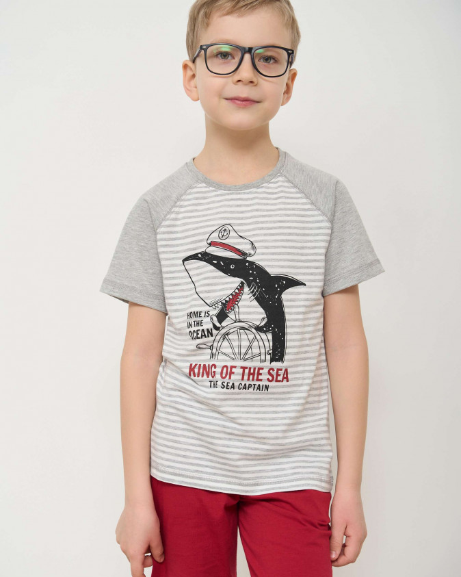 Комплект для мальчика с шортами Ozkan - Акула за штурвалом