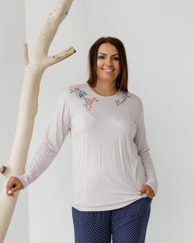 Жіночий комплект зі штанами в горошок Plus Size - віскоза