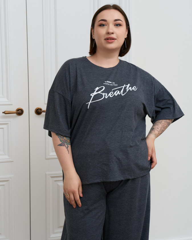 Віскозний жіночий комплект Plus Size з широкими штанами - Breathe