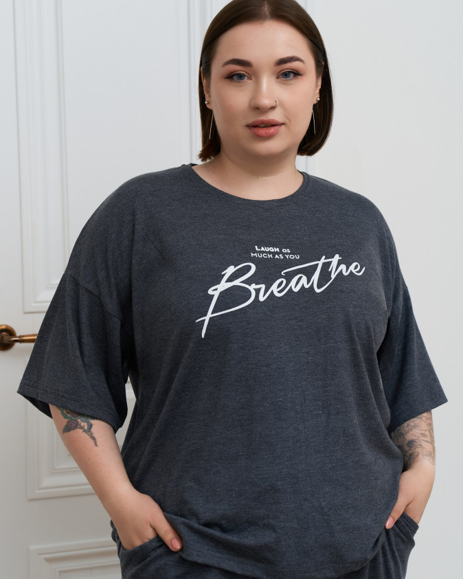 Віскозний жіночий комплект Plus Size з широкими штанами - Breathe