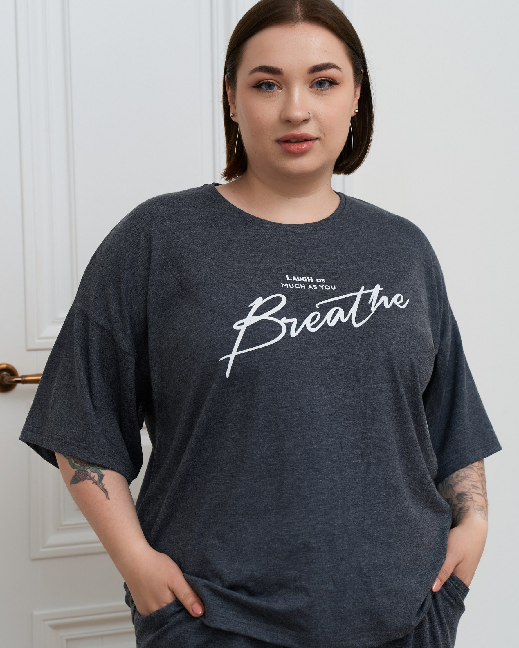 Віскозний жіночий комплект Plus Size з широкими штанами - Breathe