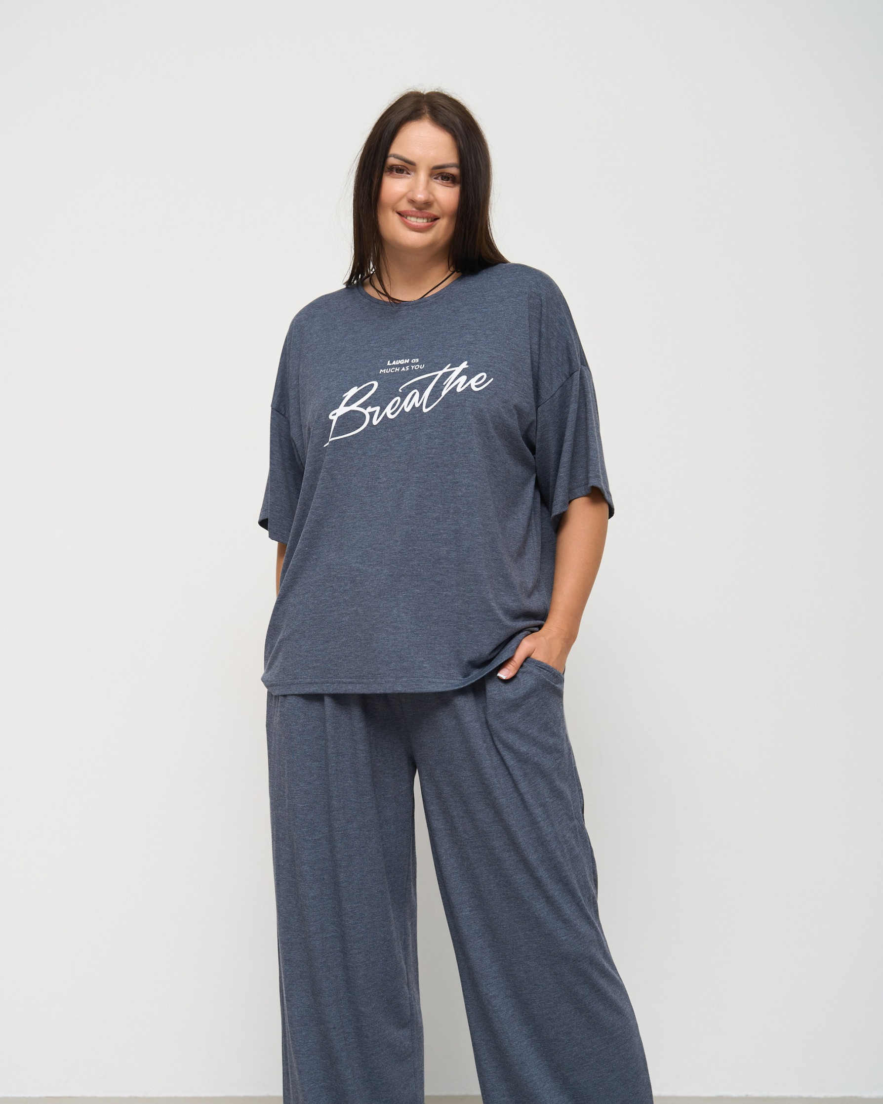 Віскозний жіночий комплект Plus Size з широкими штанами - Breathe