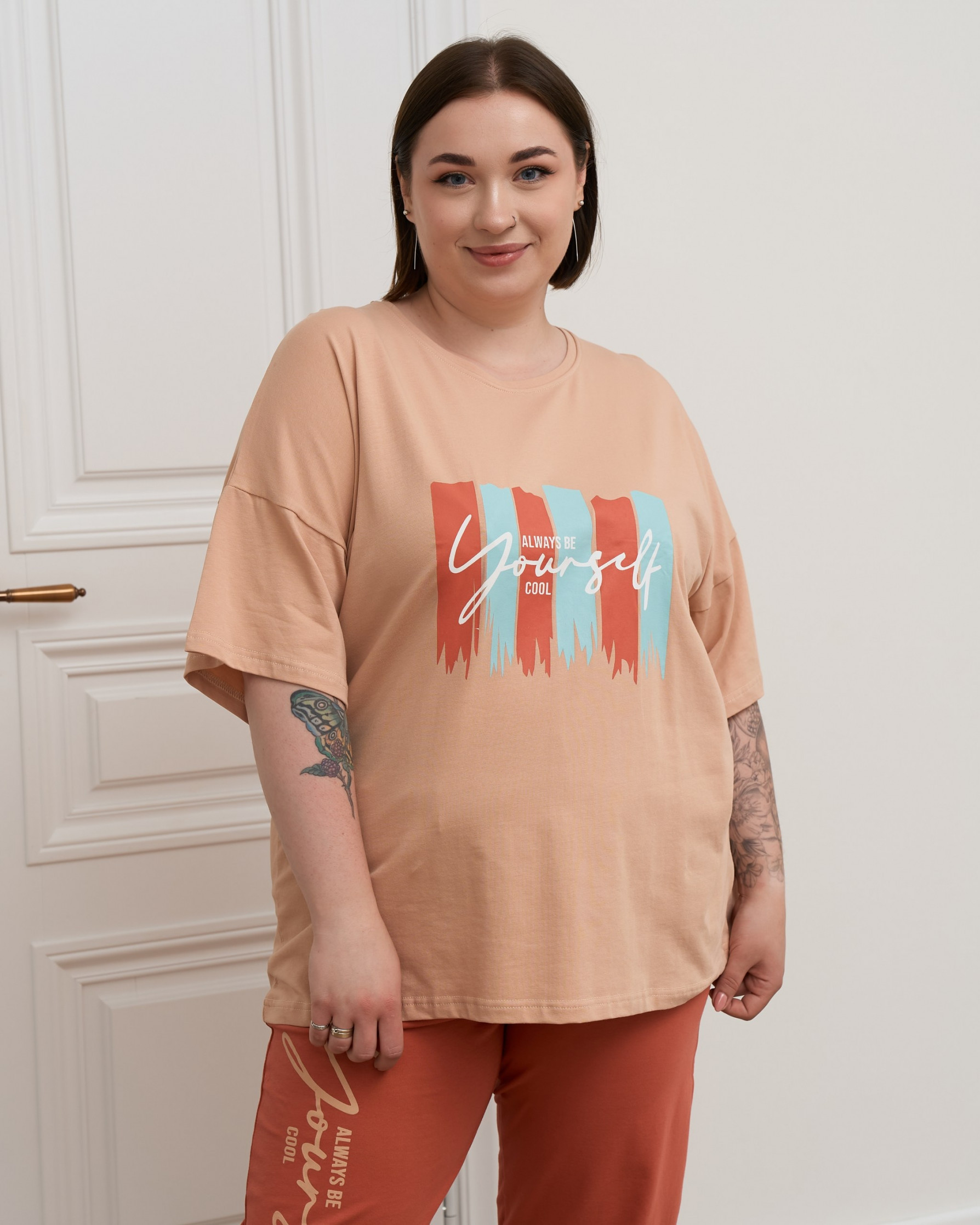Бавовняний комплект з капрі Plus Size - Yourself