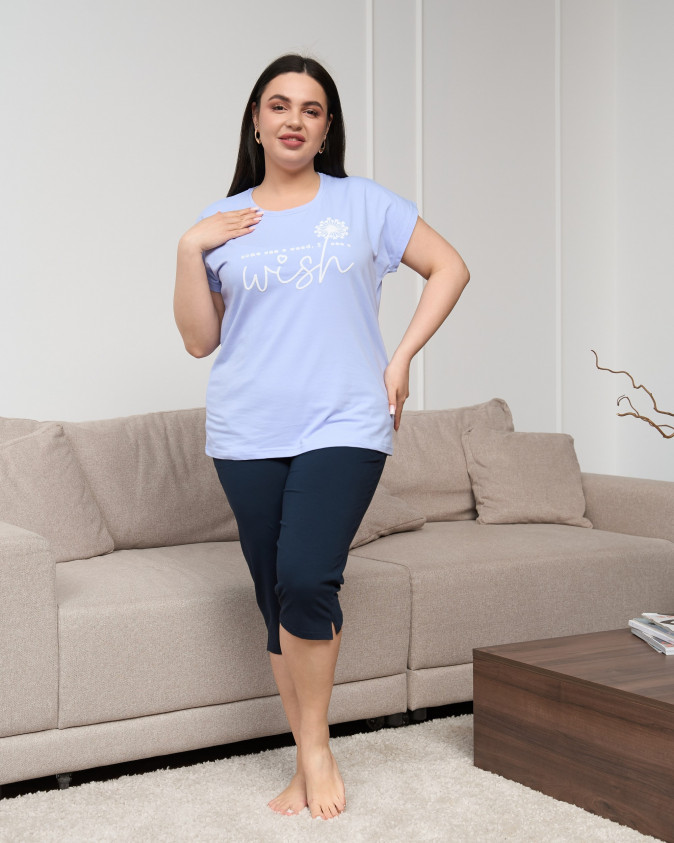 Комплект з капрі бавовняний Plus Size - Wish