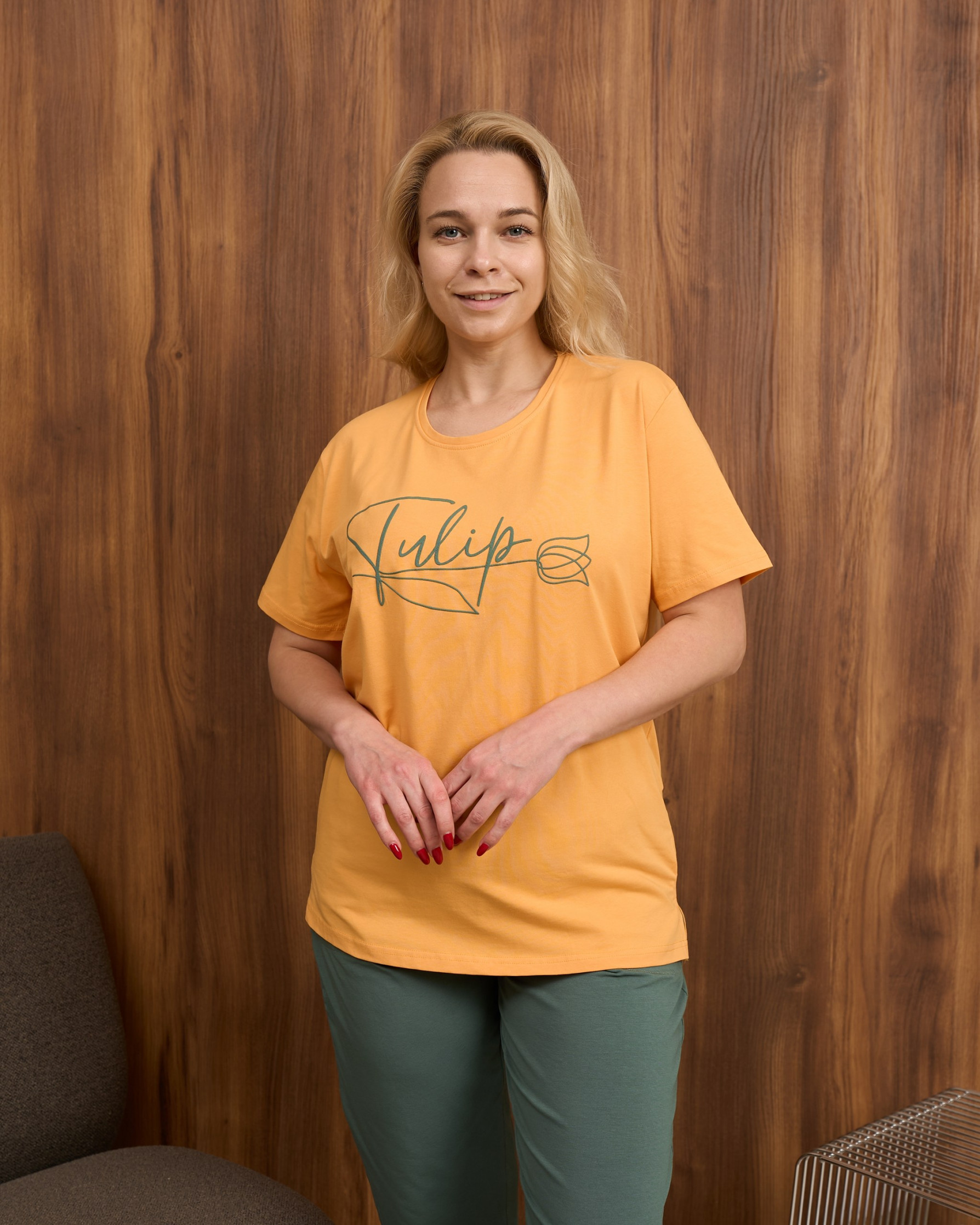 Женский комплект с капри Plus Size - Тюльпан