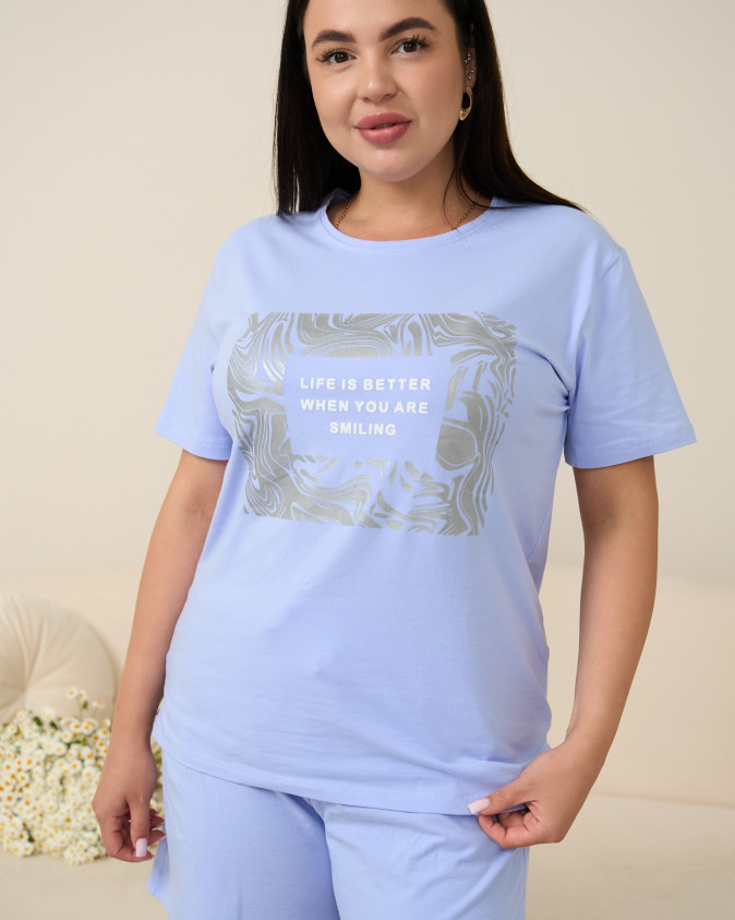 Женский комплект с шортами хлопок - Plus Size