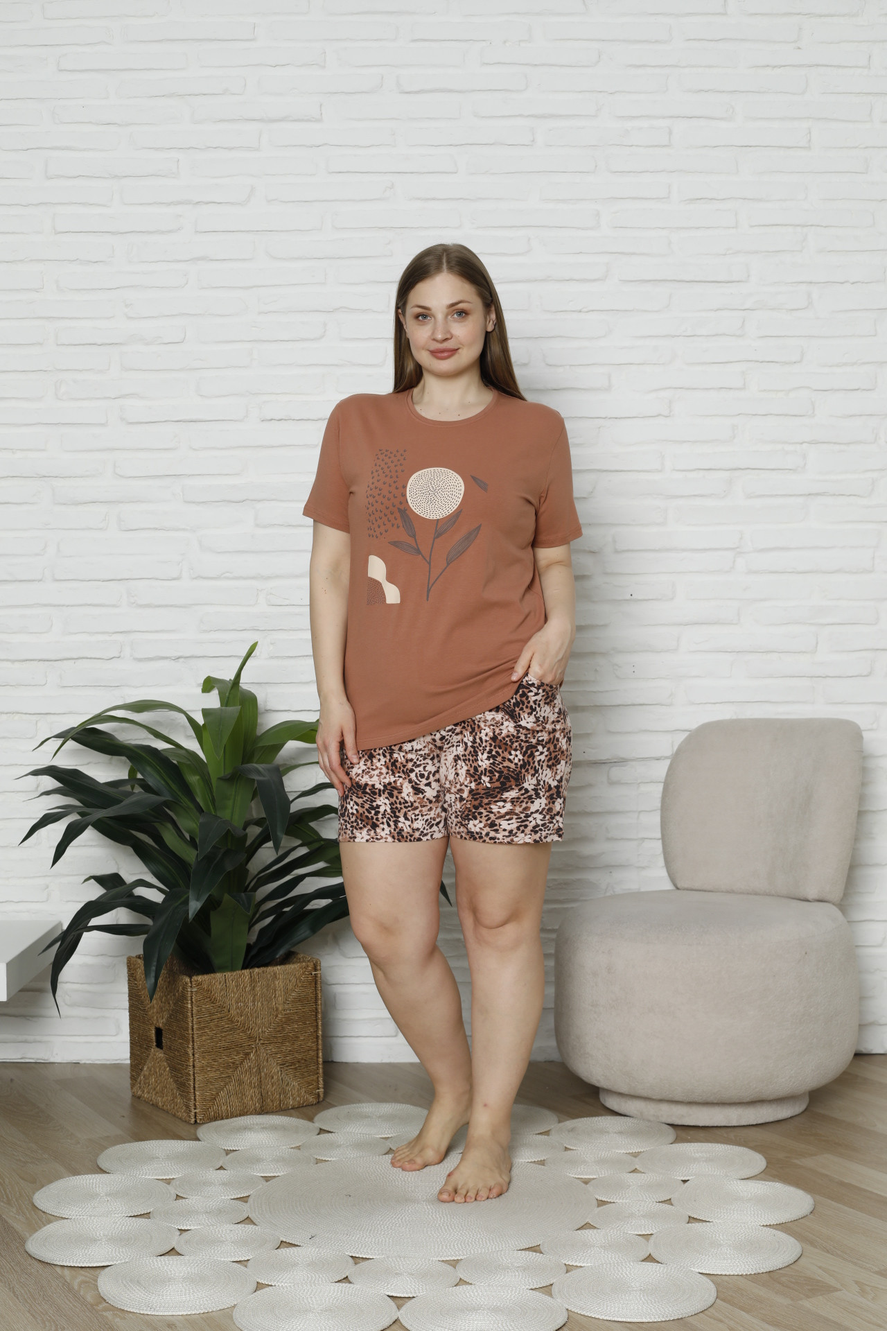 Жіночий комплект з шортами бавовна - Plus Size - Кульбаба