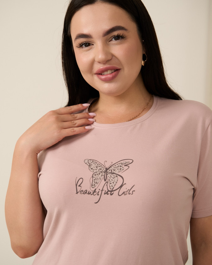 Жіночий комплект з шортами бавовна - Plus Size - Метелик