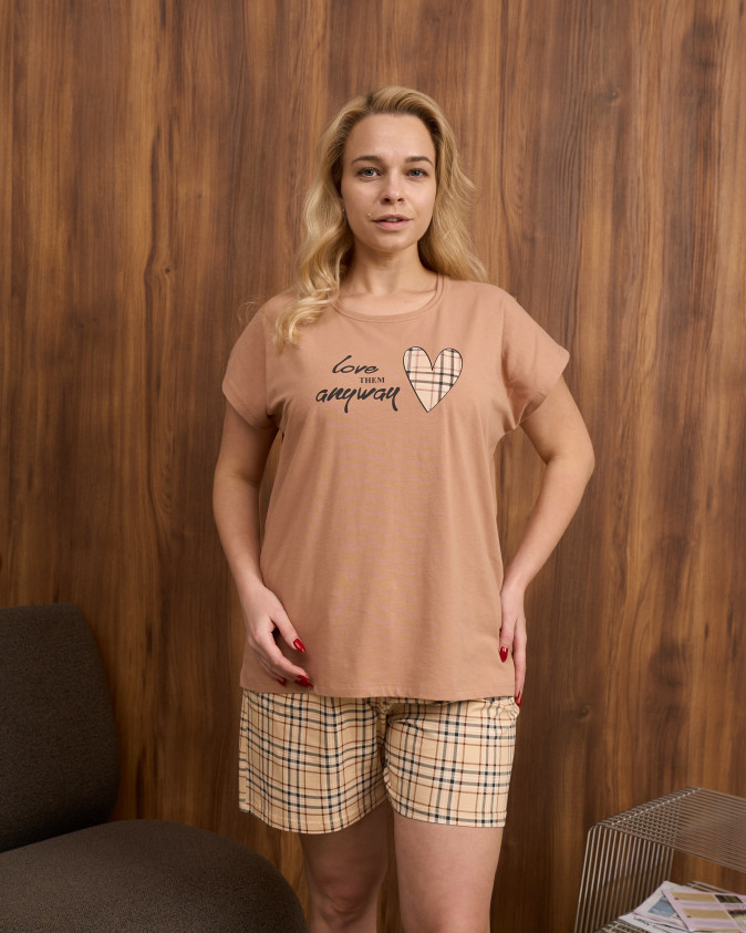 Жіночий комплект з шортами у клітинку - Plus Size - Love