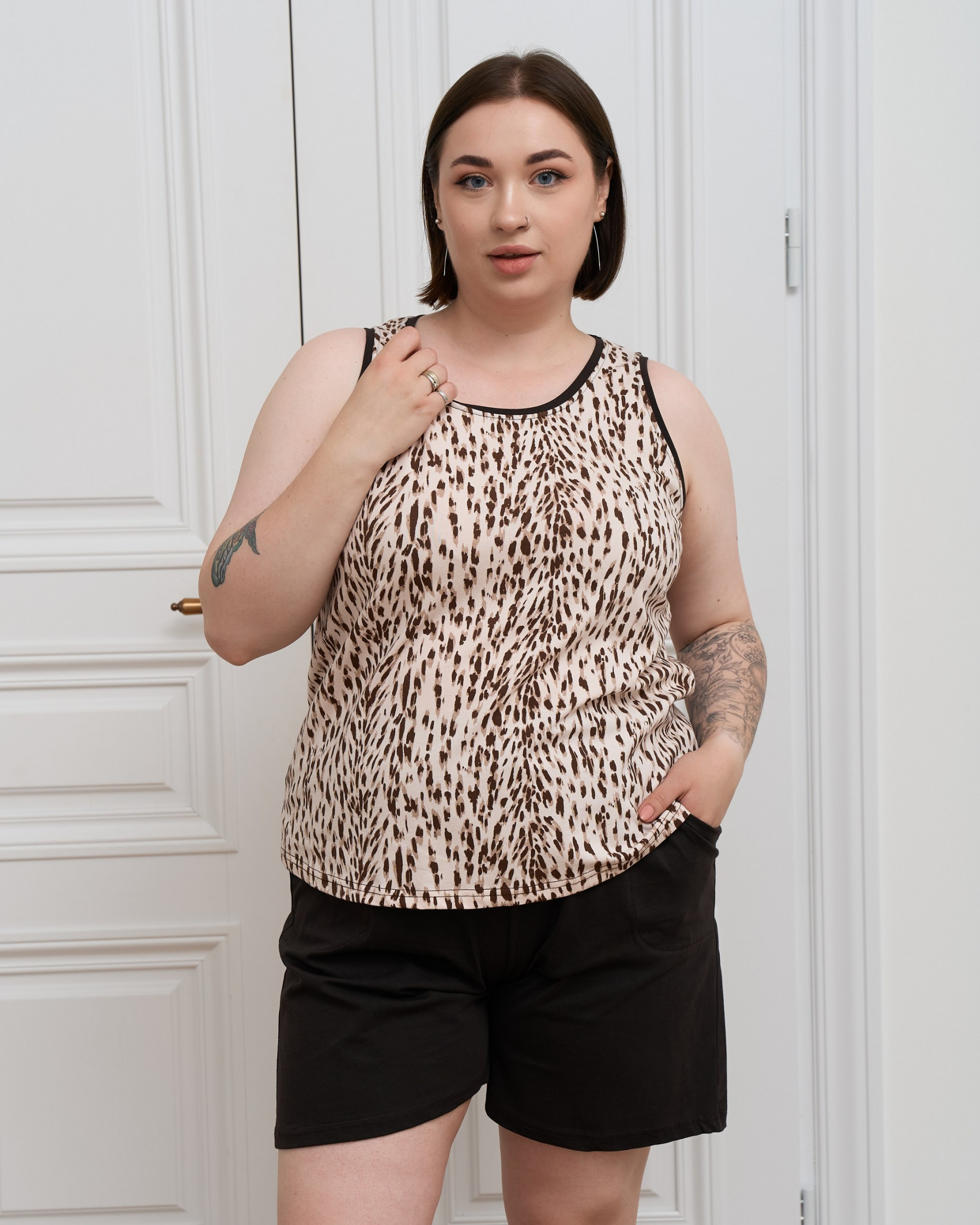 Жіночий комплект майка з шортами - Plus Size - Leo