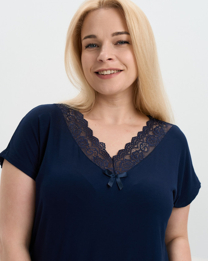 Віскозний жіночий комплект Plus Size з шортами - мереживо