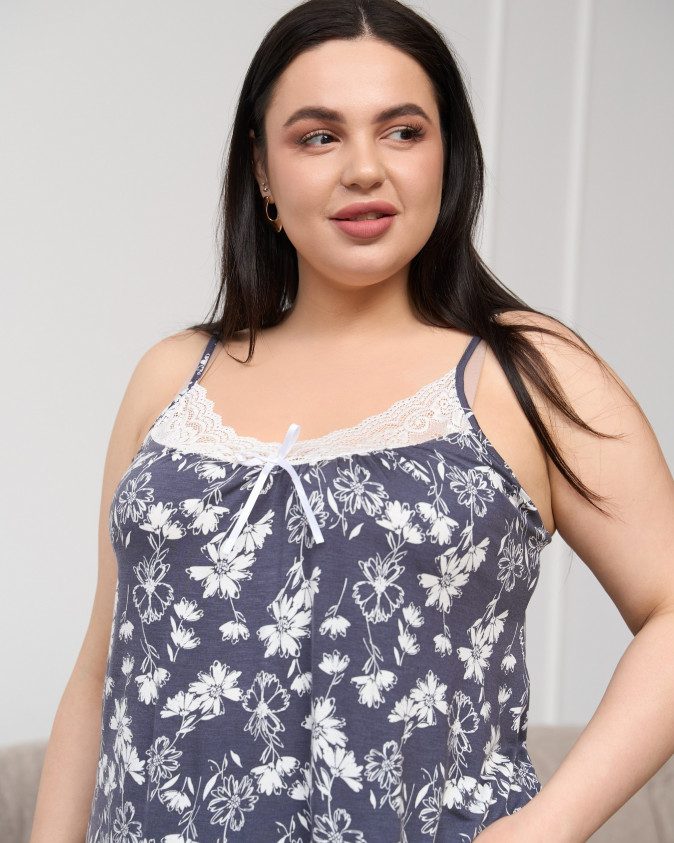 Віскозний комплект з шортами - Plus Size - квіти