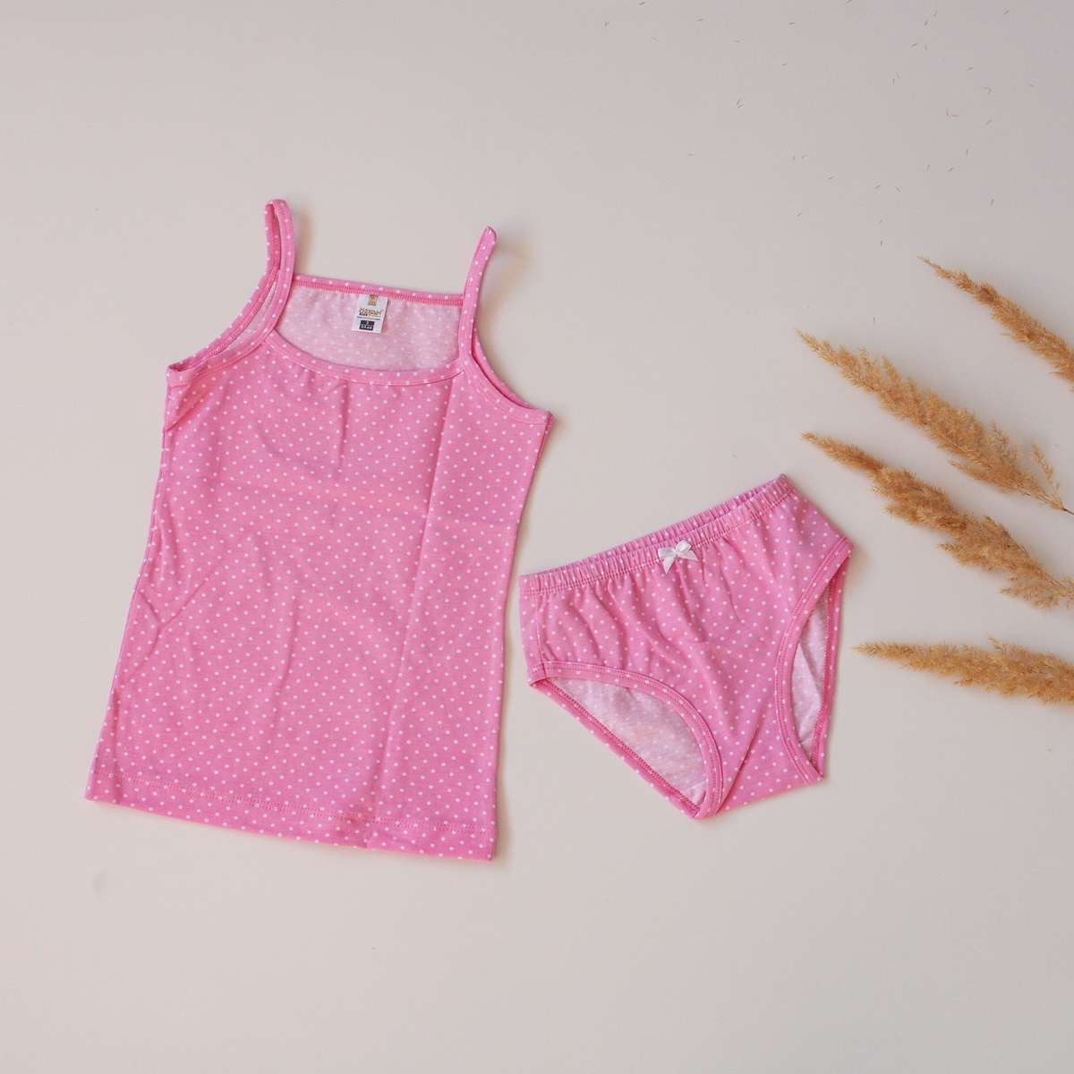 Комплект для дівчинки майка + трусики - в горошок