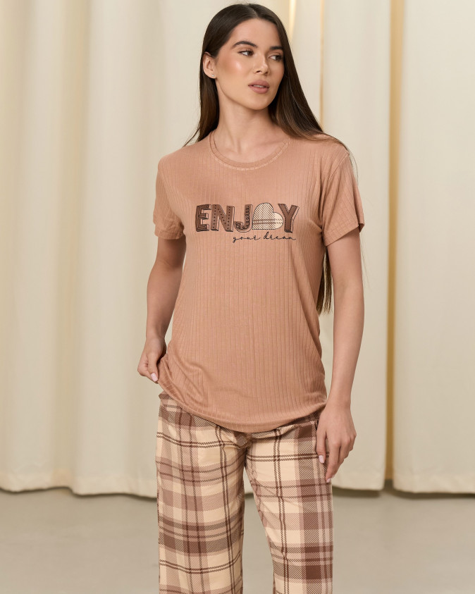 Жіночий комплект з капрі - в рубчик - Enjoy