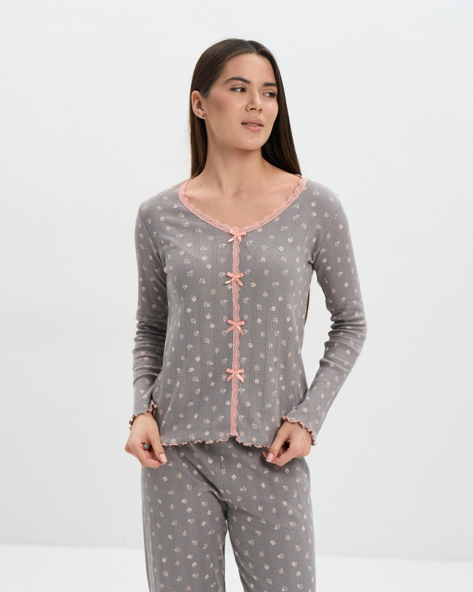 Комплект жіночий в рубчик - дрібні квіточки