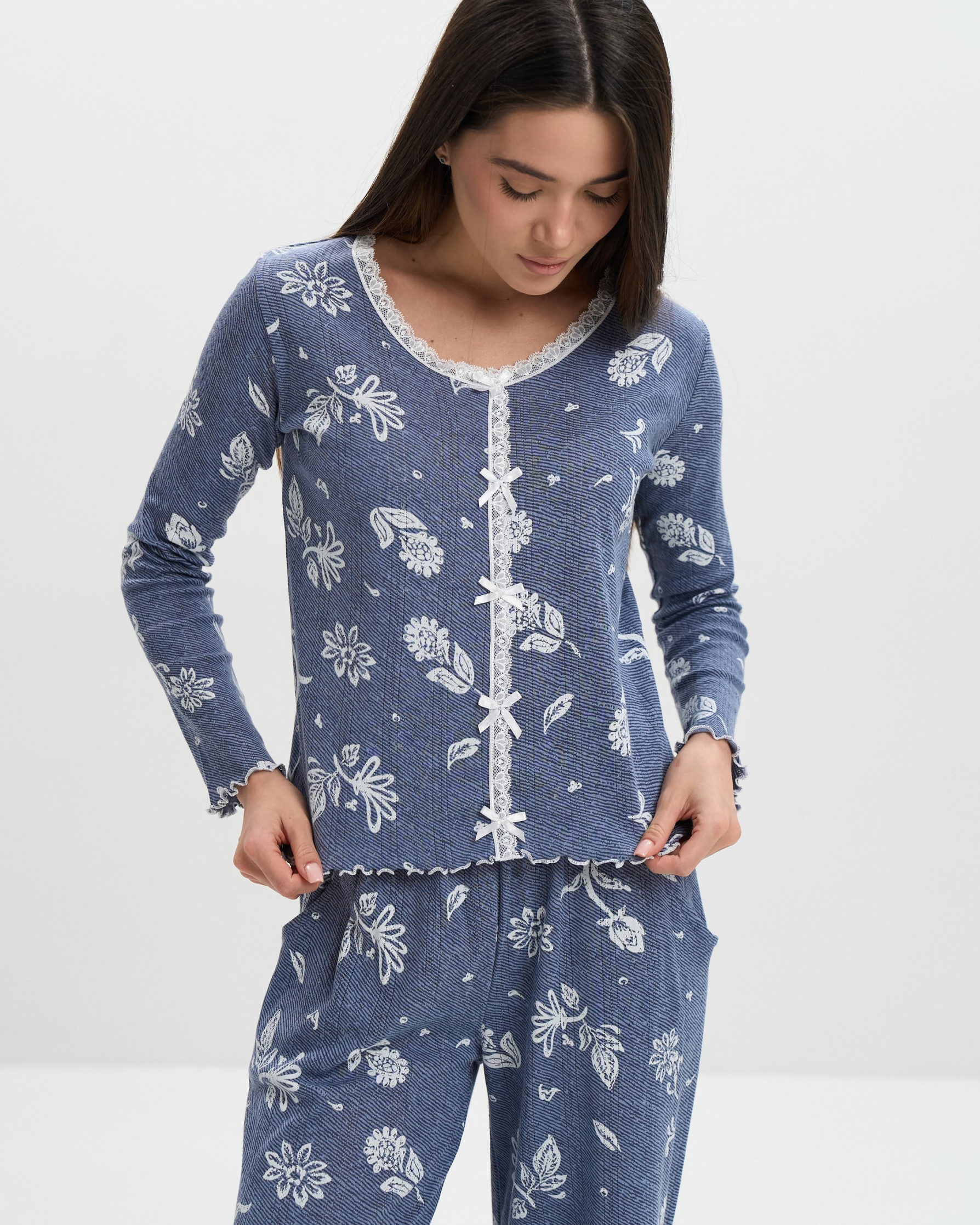 Комплект жіночий з широкими штанами  - 100% бавовна