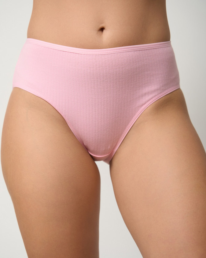 Однотонні трусики Plus Size в рубчик - пастельний набір 5 шт.