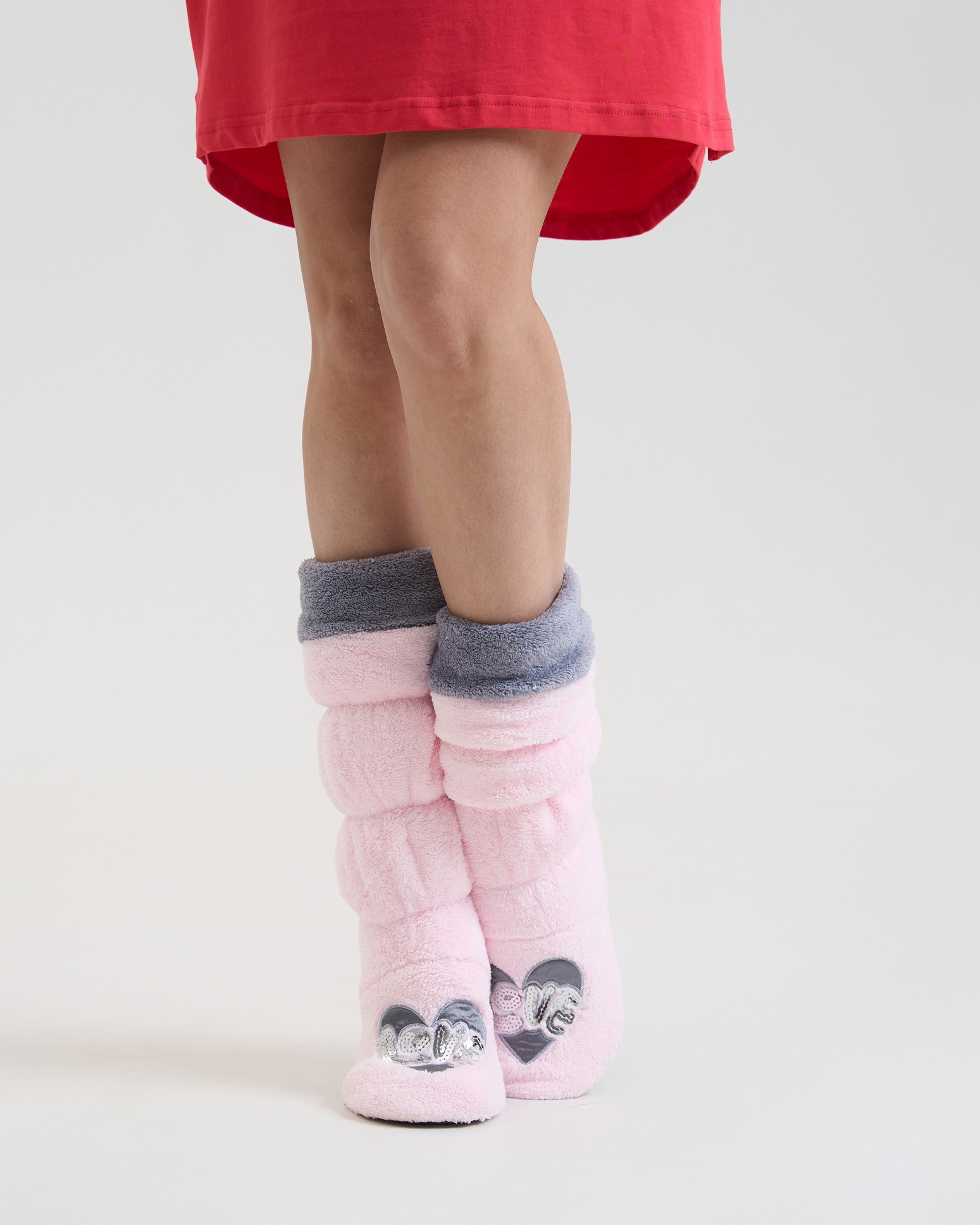 Чобітки для дому - Рожевий+Сірий LOVE