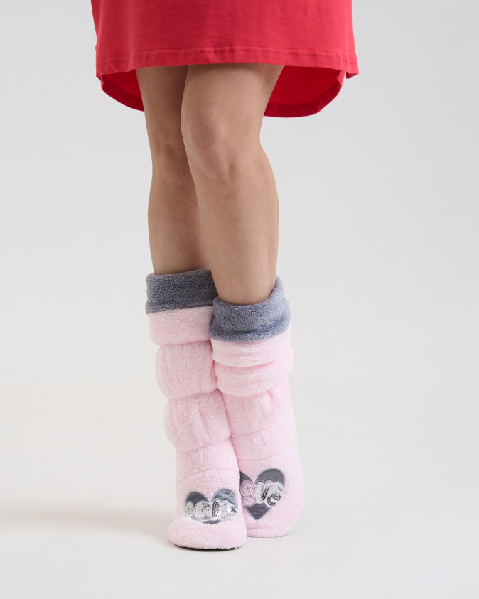 Чобітки для дому - Рожевий+Сірий LOVE