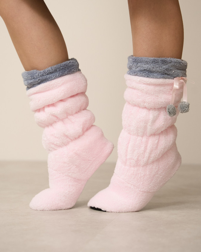 Чобітки для дому - Рожевий+Сірий