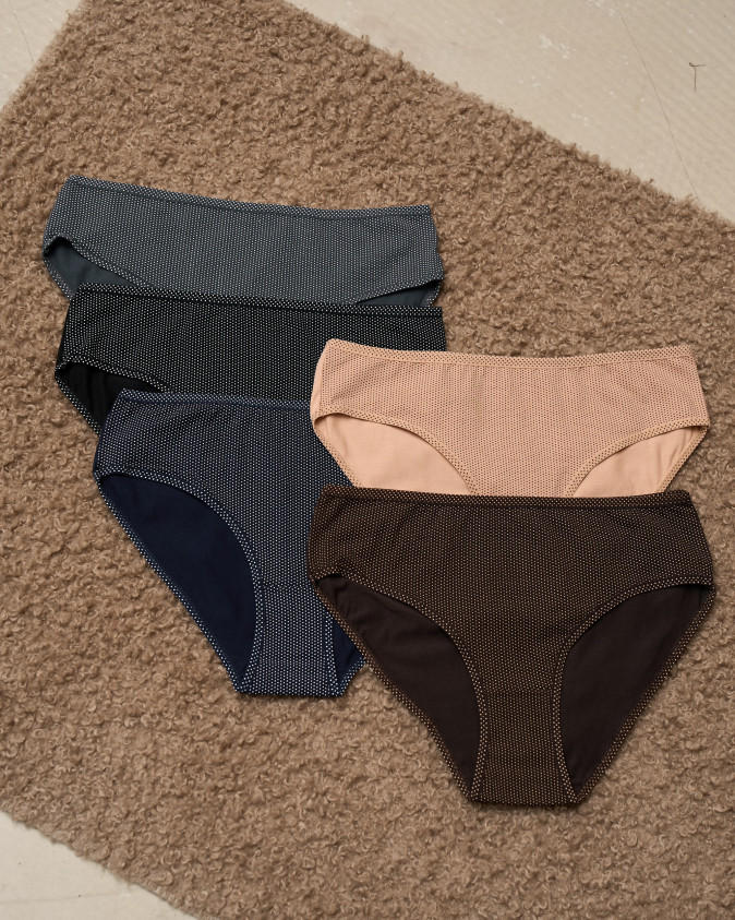 Женские трусы Plus Size - в горошек - 5 штук