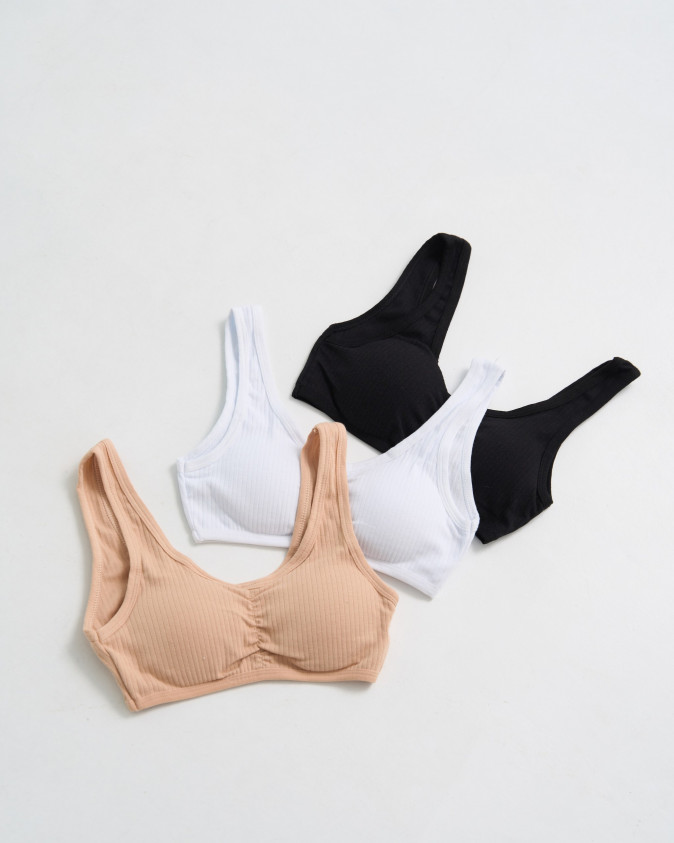 Топ для девочек тонкая бретель - Чёрный в рубчик