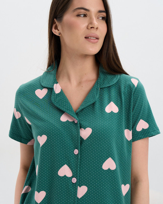 Женский комплект с шортиками - Горошек и сердечки