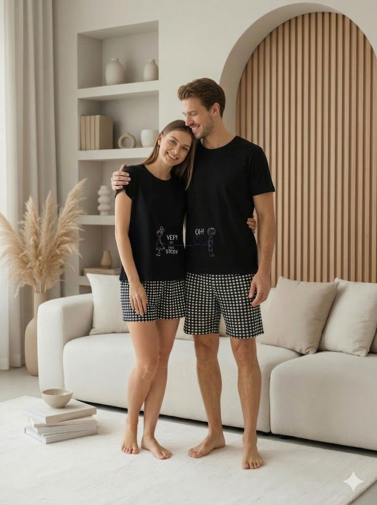 Жіночий комплект з шортиками Love story - Family look для пари