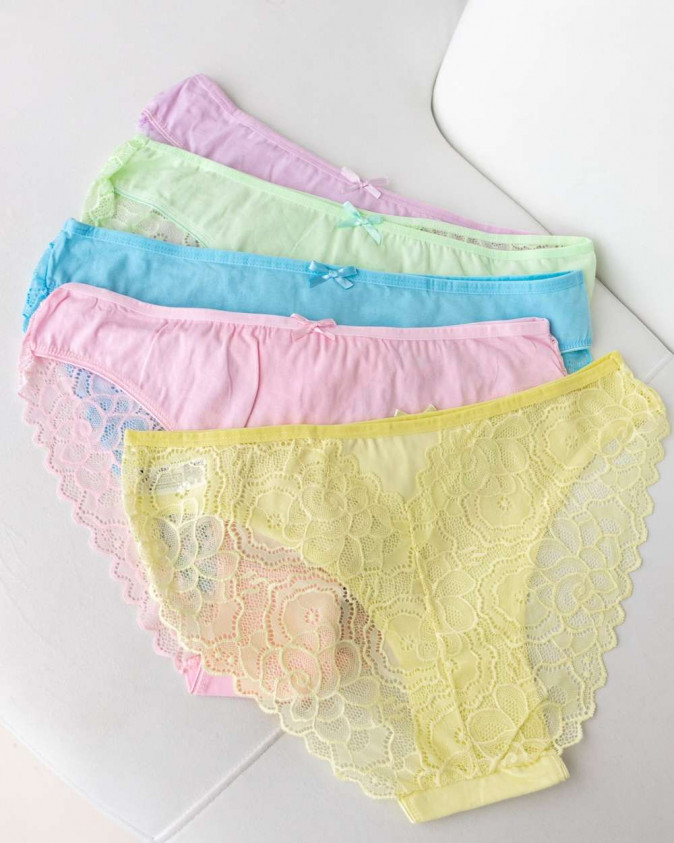 Кольорові жіночі труси з мереживом позаду - Plus Size