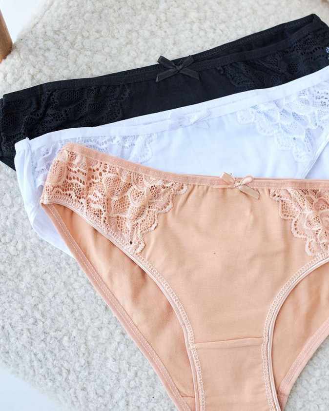 Трусики з мереживом з боків - однотонний мікс